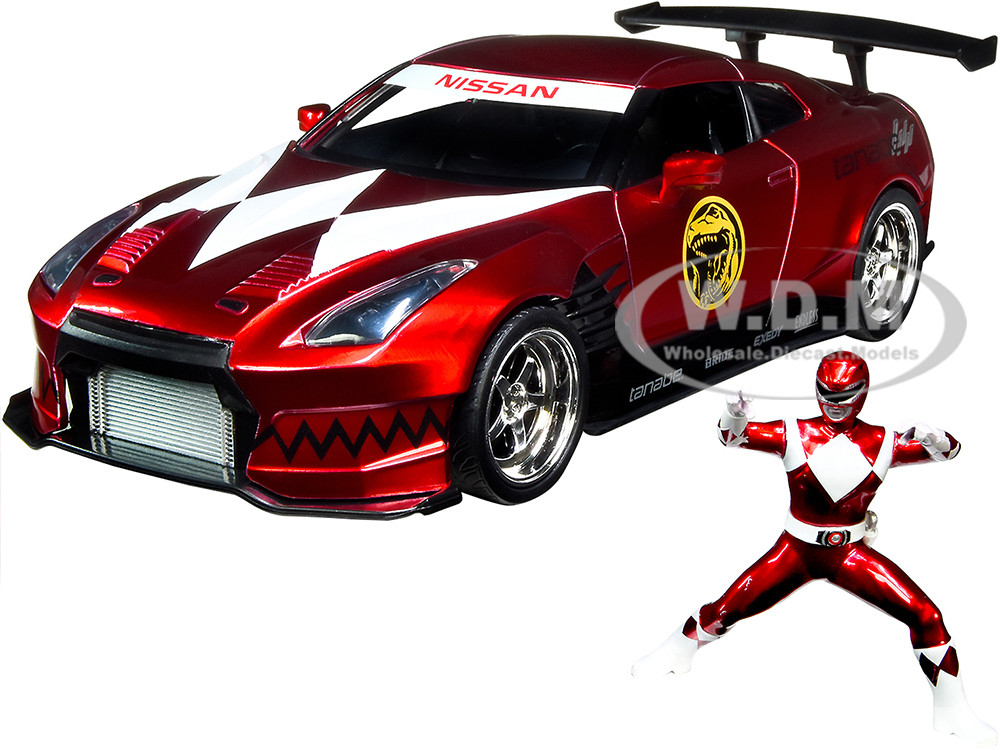 2009 Nissan GT-R (R35) Candy Red and Red Ranger Diecast Figurine "Power Rangers" 1/24 Diecast Model Car by Jada diecast model
