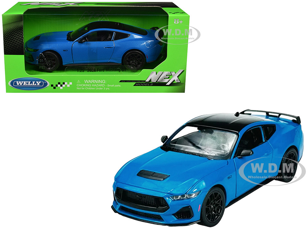 2024 Ford Mustang GT 5.0 Blue with Black Top "NEX Models" Series 1/25 Diecast Model Car by Welly diecast model
