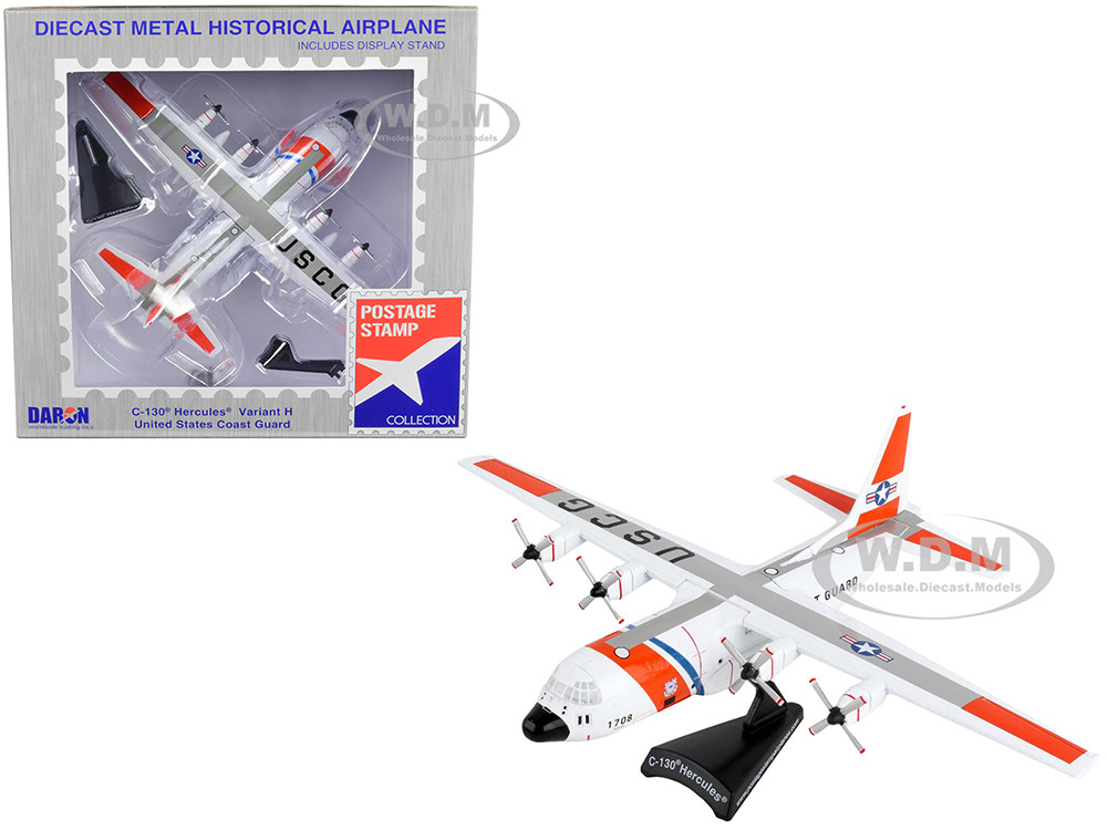Lockheed C-130 Hercules Transport Aircraft "Variant H - United States Coast Guard" 1/200 Diecast Model Airplane by Postage Stamp diecast model