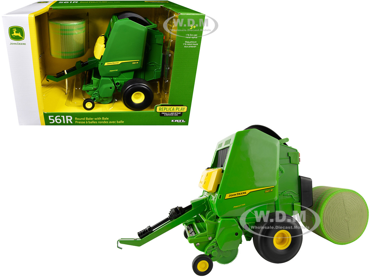 John Deere 561R Round Baler Green with Bale "Replica Play" Series 1/16 Diecast Model by ERTL TOMY diecast model