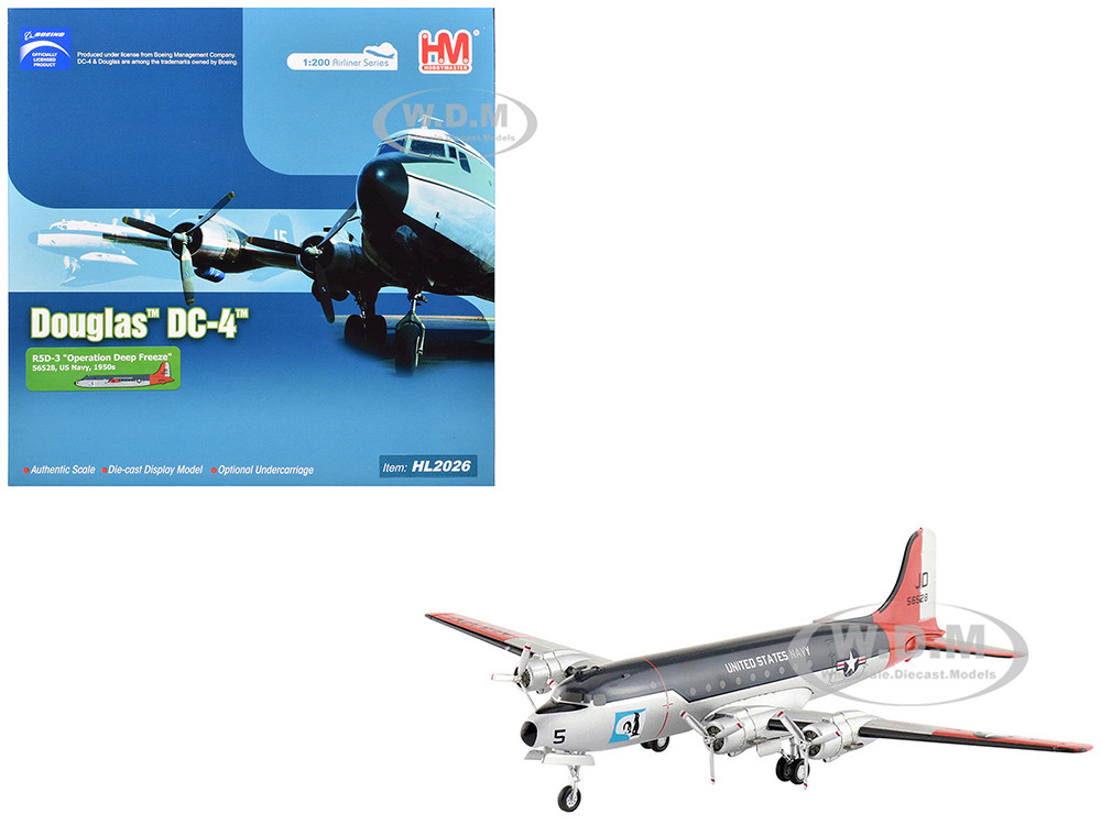 Douglas R5D-3 Skymaster Transport Aircraft "Operation Deep Freeze" (1950s) United States Navy "Airliner Series" 1/200 Diecast Model by Hobby Master diecast model