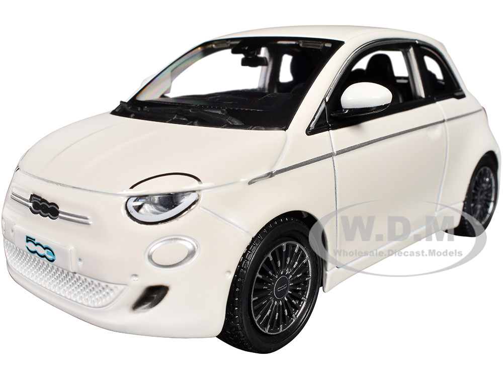 2023 Fiat 500e White 1/24 Diecast Model Car by Bburago diecast model