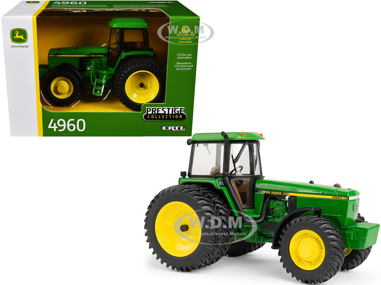 John Deere 4960 Tractor with Dual Wheels Green with Yellow Stripes "Prestige Collection" Series 1/32 Diecast Model by ERTL TOMY diecast model
