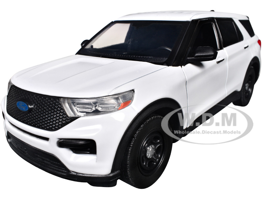 2022 Ford Police Interceptor Utility Unmarked White "Builder's Kit" "Law Enforcement and Public Service" Series 1/24 Diecast Model Car by Motormax diecast model