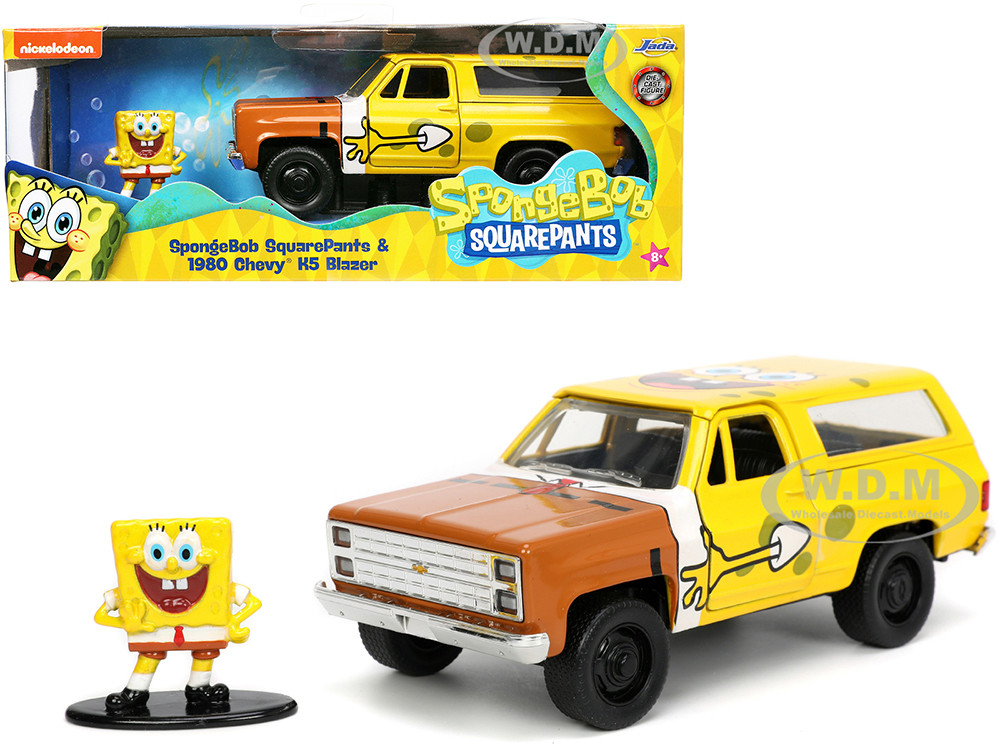 1980 Chevrolet K5 Blazer with SpongeBob SquarePants Diecast Figurine "Hollywood Rides" Series 1/32 Diecast Model Car by Jada diecast model