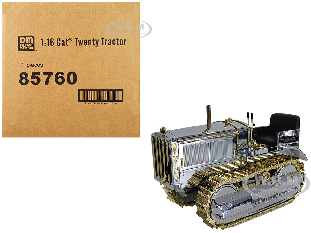 CAT Caterpillar Twenty Tractor "100th Anniversary" Chrome and Gold "Centennial Series" 1/16 Diecast Model by Diecast Masters diecast model