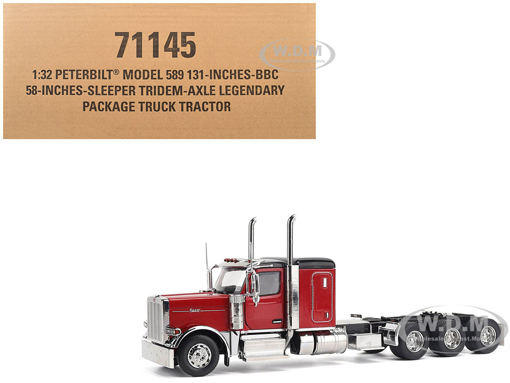 Peterbilt 589 Tridem-Axle Legendary Package Truck Tractor with 58" Sleeper Legendary Red "Transport Series" 1/32 Diecast Model by Diecast Masters diecast model