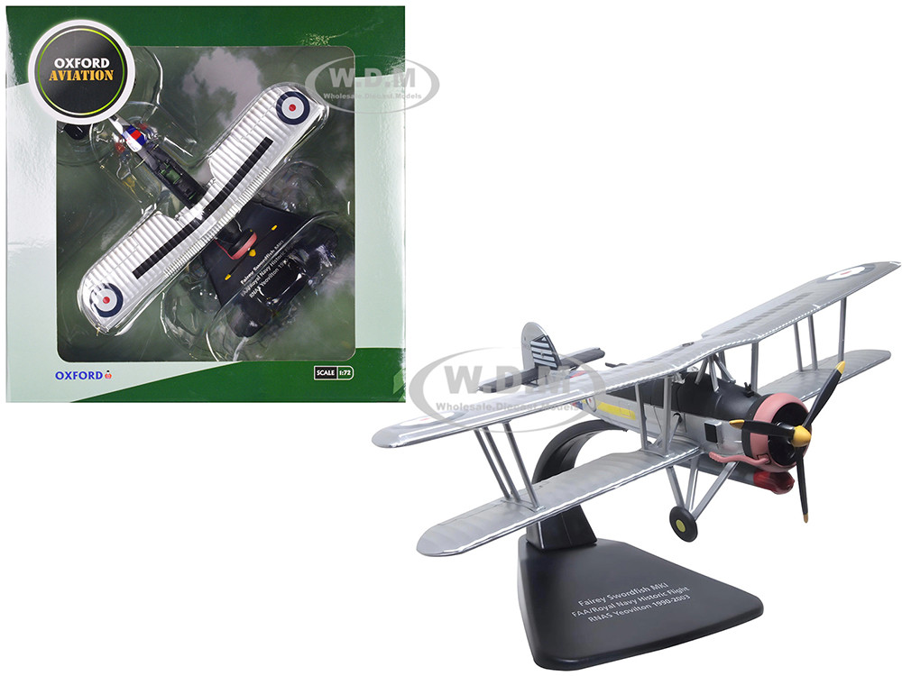 Fairey Swordfish Mk I Bomber Aircraft "FAA Historic Flight, RNAS Yeovilton" Royal Navy "Oxford Aviation" Series 1/72 Diecast Model Airplane by Oxford Diecast diecast model