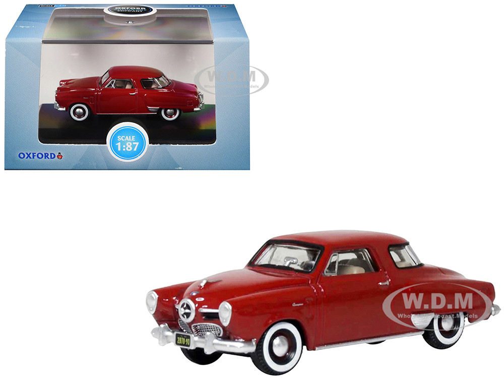 1950 Studebaker Champion Starlight Coupe Commanche Red 1/87 (HO) Scale Diecast Model Car by Oxford Diecast diecast model