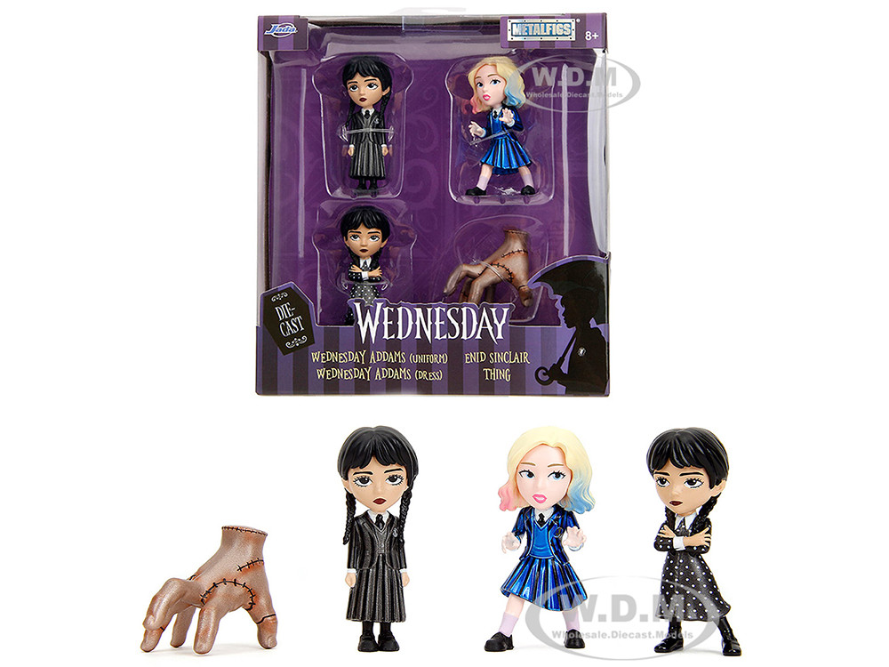 Set of 4 Diecast Figures "Wednesday" (2022-Current) TV Series "Metalfigs" Series Diecast Models by Jada diecast model