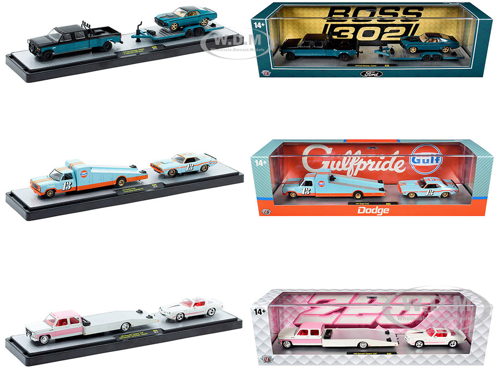 Auto Haulers Set of 3 Trucks Release 99 Limited Edition to 7600 pieces Worldwide 1/64 Diecast Models by M2 Machines diecast model