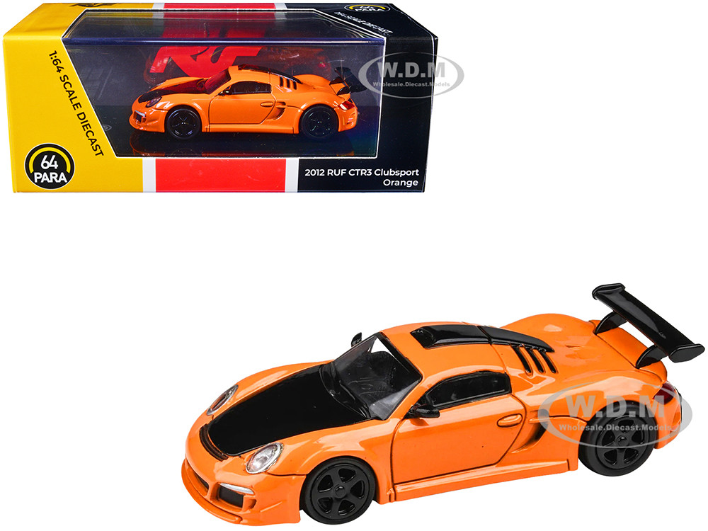 2012 RUF CTR3 Clubsport Orange with Black Hood 1/64 Diecast Model Car by Paragon Models diecast model