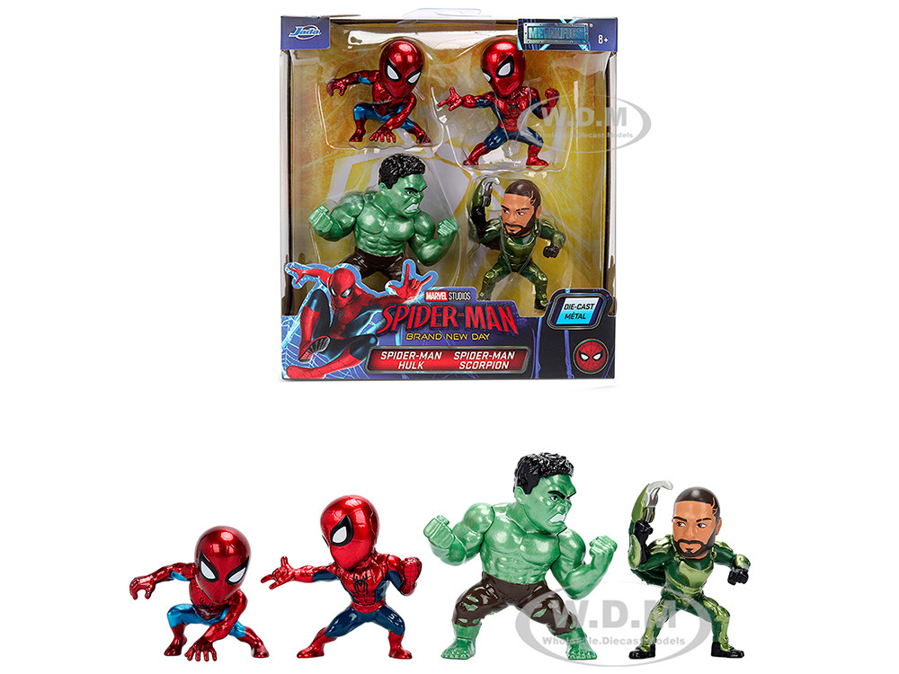 Set of 4 Diecast Figures "Spider-Man: Brand New Day" (2026) Movie "Metalfigs" Series Diecast models by Jada diecast model