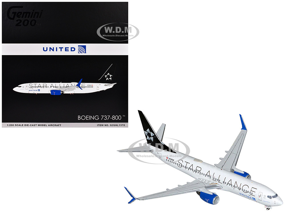 Boeing 737-800 Commercial Aircraft "United Airlines Star Alliance" (N76516) White with Black Tail "Gemini 200" Series 1/200 Diecast Model Airplane by GeminiJets diecast model