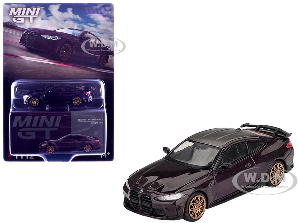BMW M4 M-Performance Daytona Violet Metallic with Carbon Top Limited Edition 1/64 Diecast Model Car by Mini GT diecast model