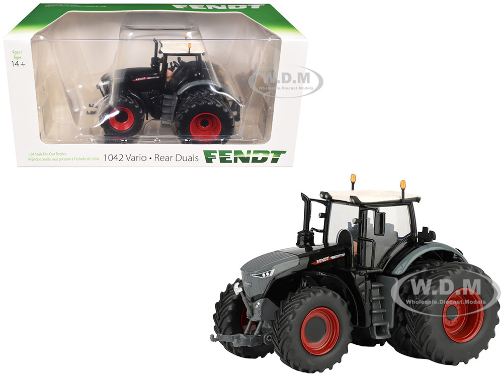 Fendt 1042 Vario Tractor with Front and Rear Dual Wheels Black with White Top 1/64 Diecast Model by SpecCast diecast model