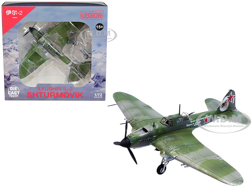 Ilyushin IL-2M3 Sturmovik Aircraft Green Camouflage "Double Hero of the Soviet Union Ivan Pavlov" Soviet Air Force 1/72 Diecast Model Airplane by Legion diecast model