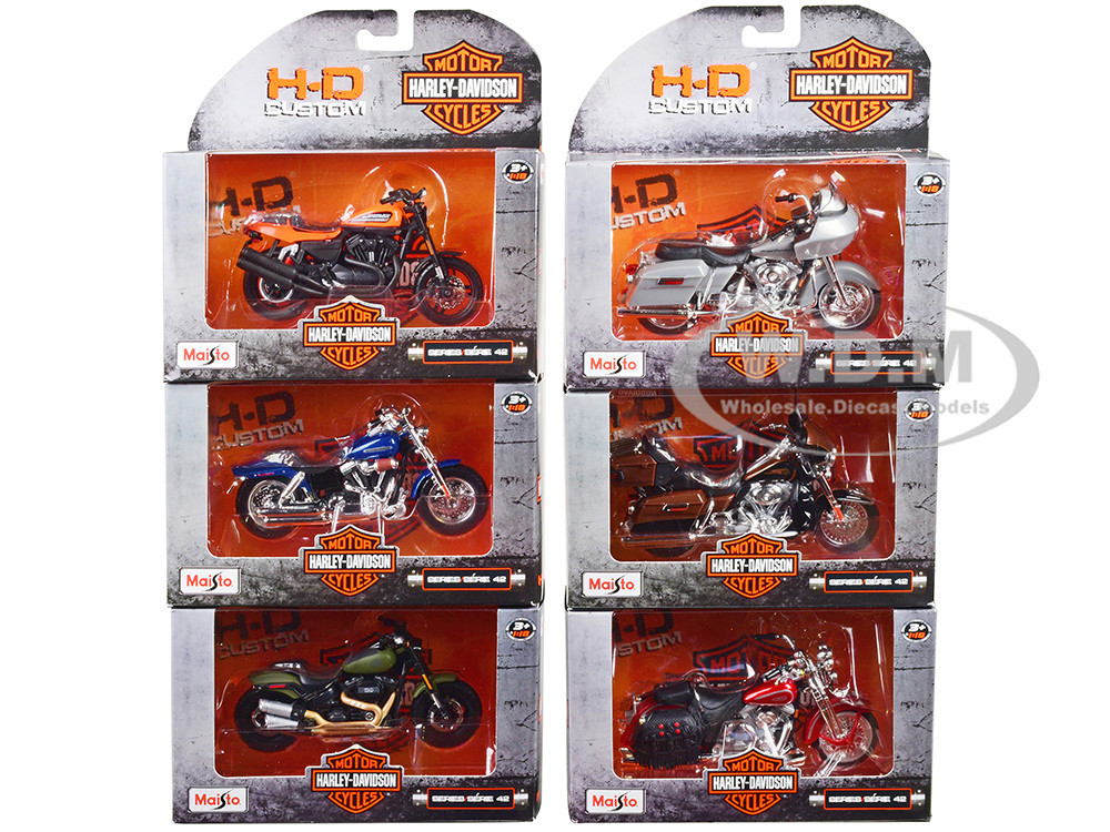 Harley-Davidson Motorcycles 6 piece Set Series 42 1/18 Diecast Motorcycle Models by Maisto diecast model