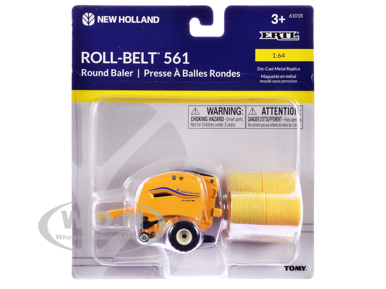 New Holland Roll-Belt 561 Round Baler with 6 Bales 1/64 Diecast Model by ERTL TOMY diecast model