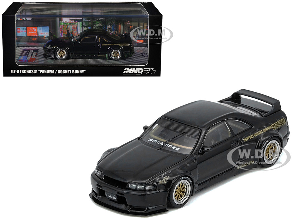 Nissan Skyline GT-R (BCNR33) RHD (Right Hand Drive) "Pandem - Rocket Bunny" Black 1/64 Diecast Model Car by Inno Models diecast model