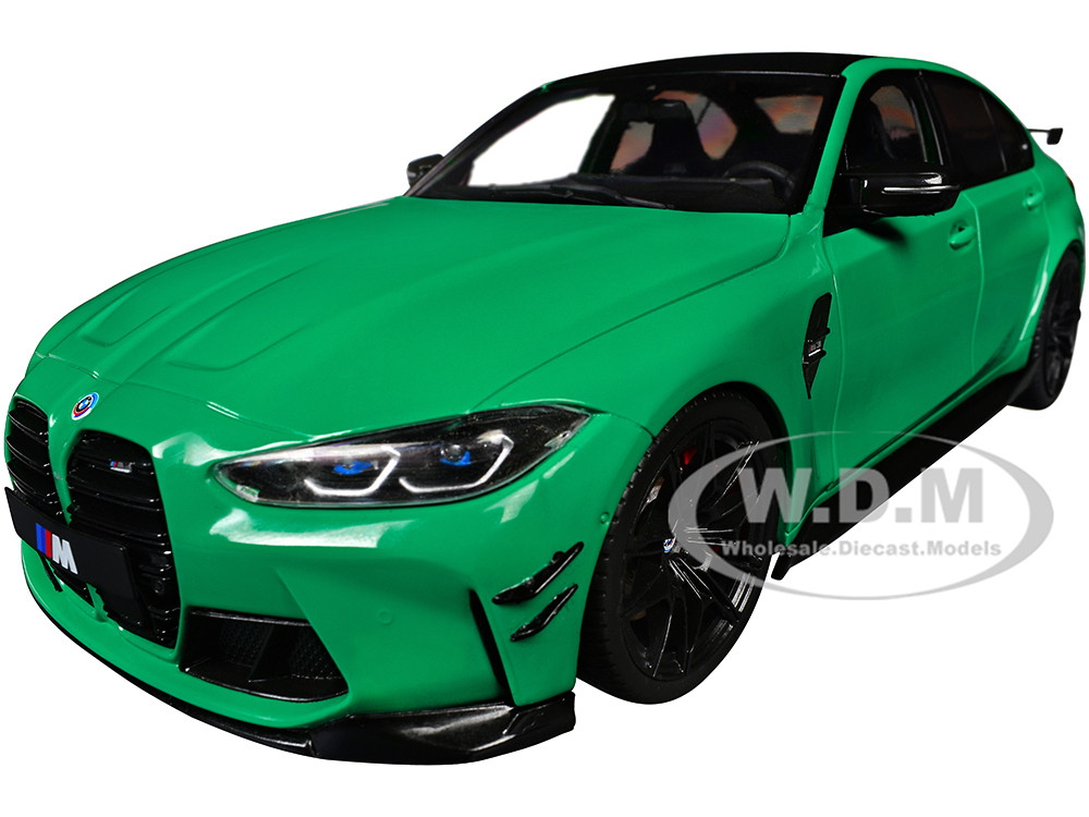 2024 BMW M3 Competition Signal Green with Carbon Top 1/18 Diecast Model Car by Solido diecast model