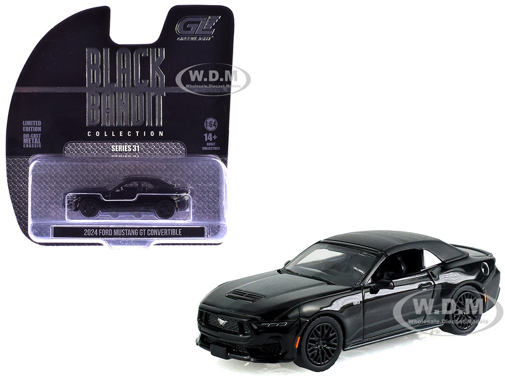 2024 Ford Mustang GT Convertible Black "Black Bandit" Series 31 1/64 Diecast Model Car by Greenlight diecast model