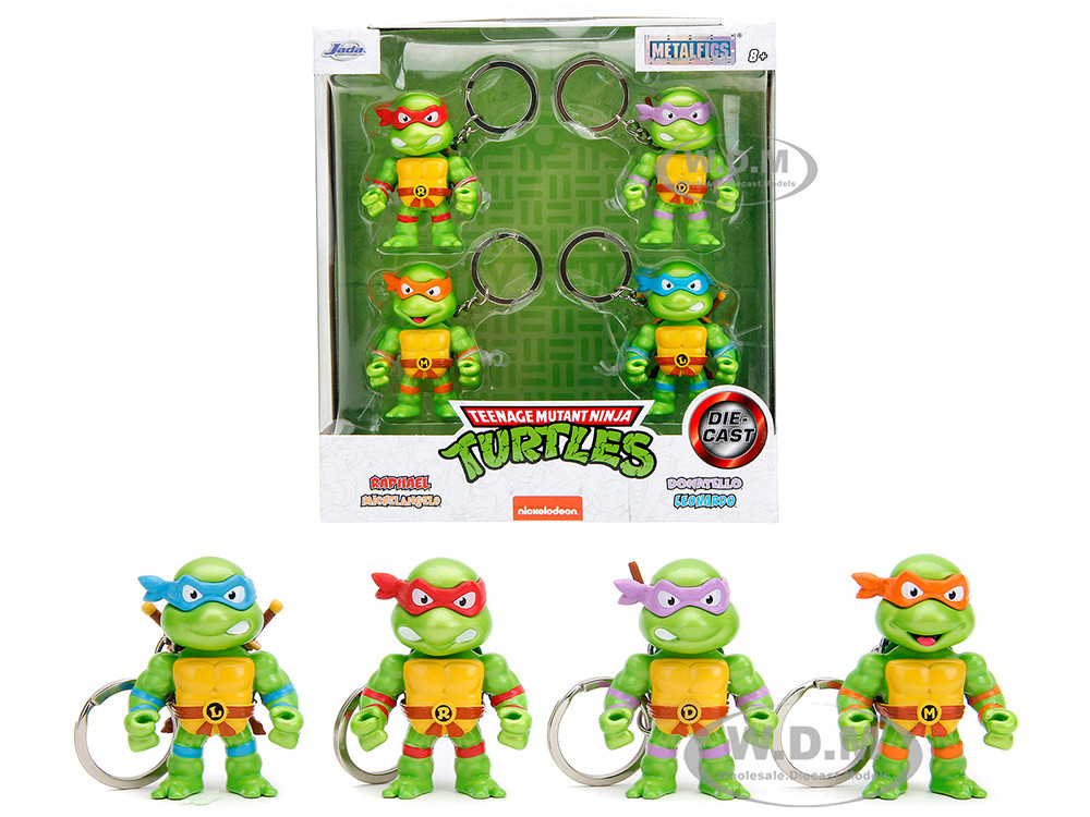 Set of 4 Diecast Figure Key Chains "Teenage Mutant Ninja Turtles" TV Series "Metalfigs" Series Diecast Models by Jada diecast model