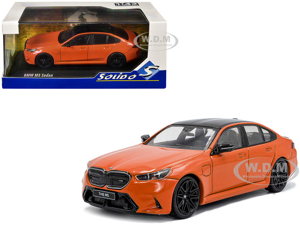 2024 BMW M5 Sedan Fire Orange III with Black Top 1/43 Diecast Model Car by Solido diecast model