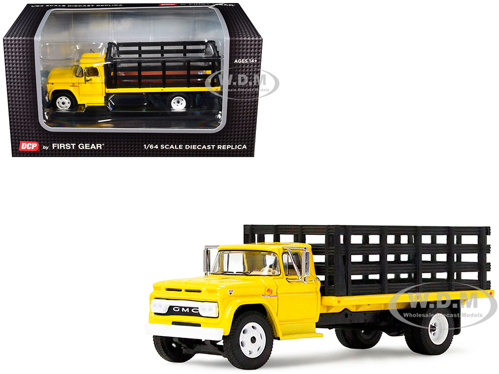 GMC 4000 Stake Truck Bright Yellow 1/64 Diecast Model by DCP/First Gear diecast model