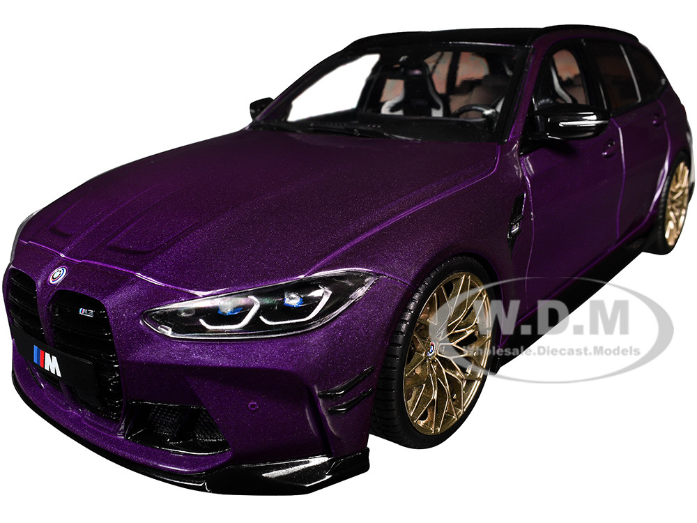 2024 BMW M3 Competition M xDrive Touring Twilight Purple Pearl Metallic with Black Top 1/18 Diecast Model Car by Solido diecast model