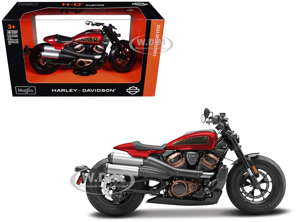 2024 Harley Davidson Sportster S Motorcycle Red Metallic and Black "H-D Custom" Series 1/12 Diecast Model by Maisto diecast model