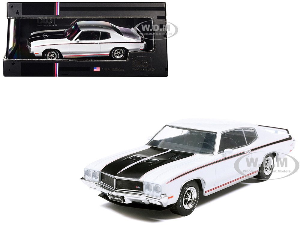 1970 Buick GSX Apollo White with Black and Red Stripes 1/43 Diecast Model by IXO Models diecast model