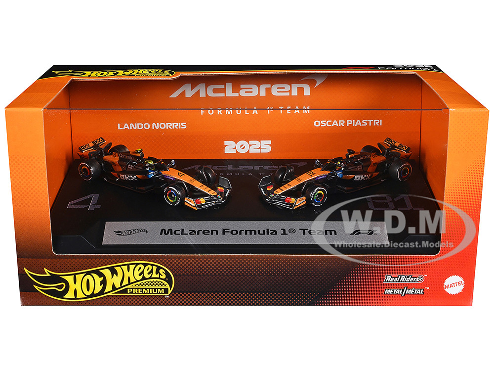 "McLaren Formula 1 Team" Formula One F1 World Championship (2025) 2 Piece Set Diecast Model Cars by Hot Wheels diecast model