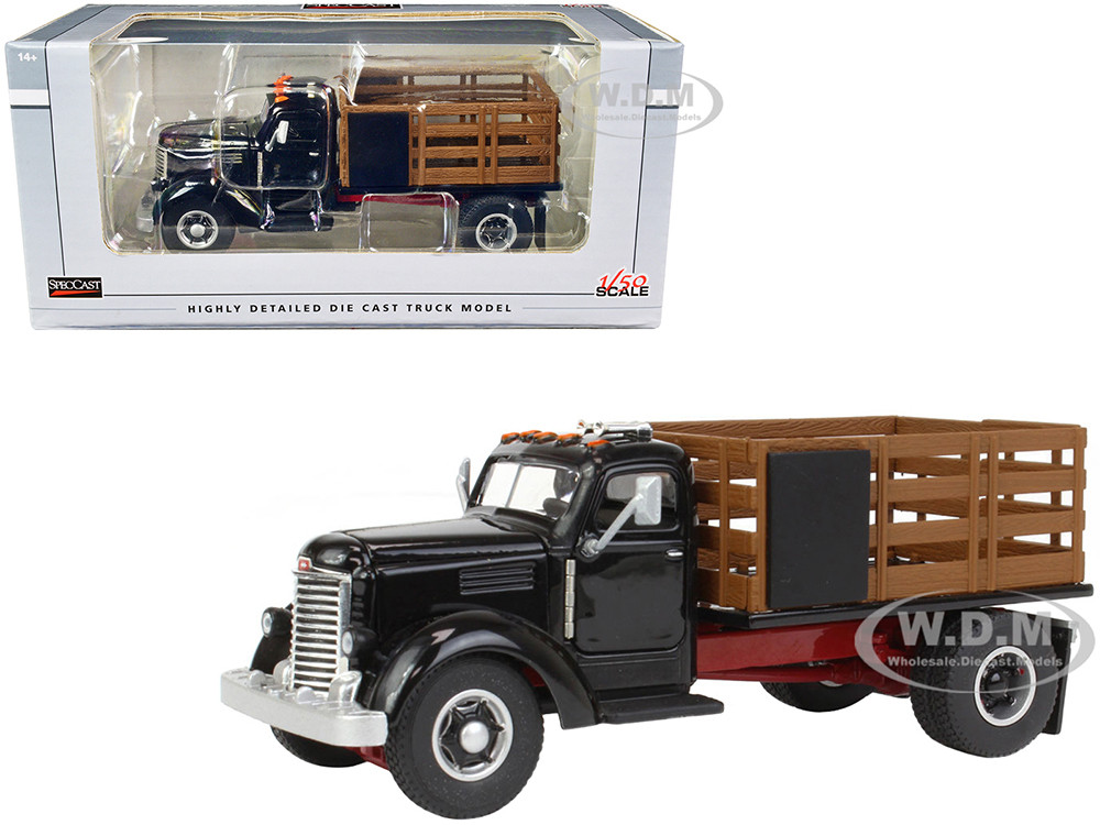 International KB-8 Truck Black with Stake Body 1/50 Diecast Model by Speccast diecast model