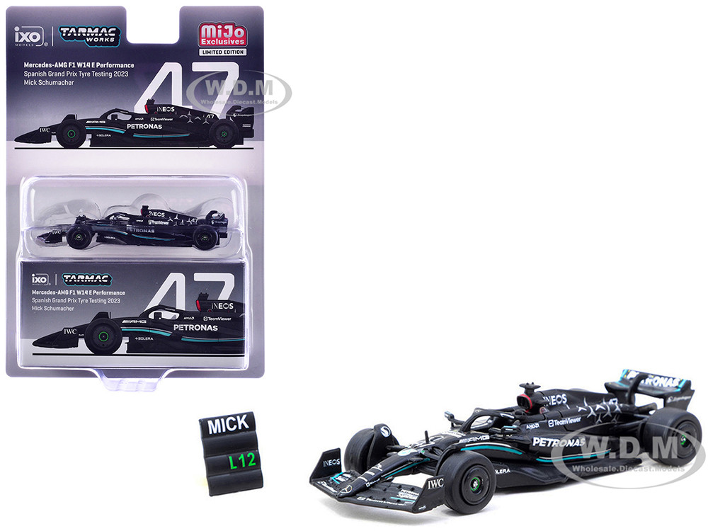 Mercedes-AMG F1 W14 E Performance #47 Mick Schumacher Formula One F1 "Spanish GP Tyre Testing" (2023) with Pit Board "Global64" Series 1/64 Diecast Model Car by Tarmac Works diecast model
