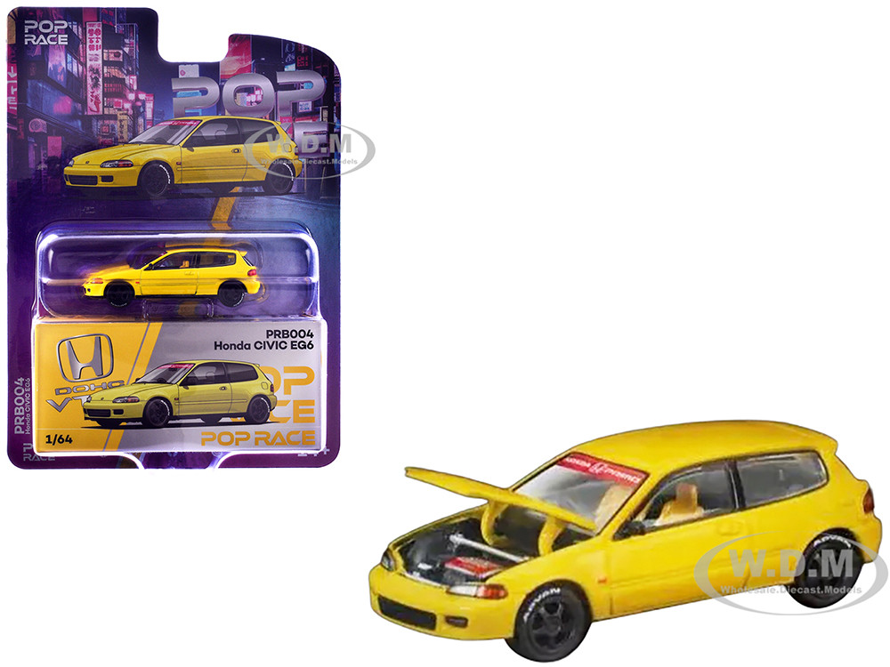 Honda Civic EG6 RHD (Right Hand Drive) Yellow "Vancouver 2026 Event Edition" 1/64 Diecast Model Car by Pop Race diecast model