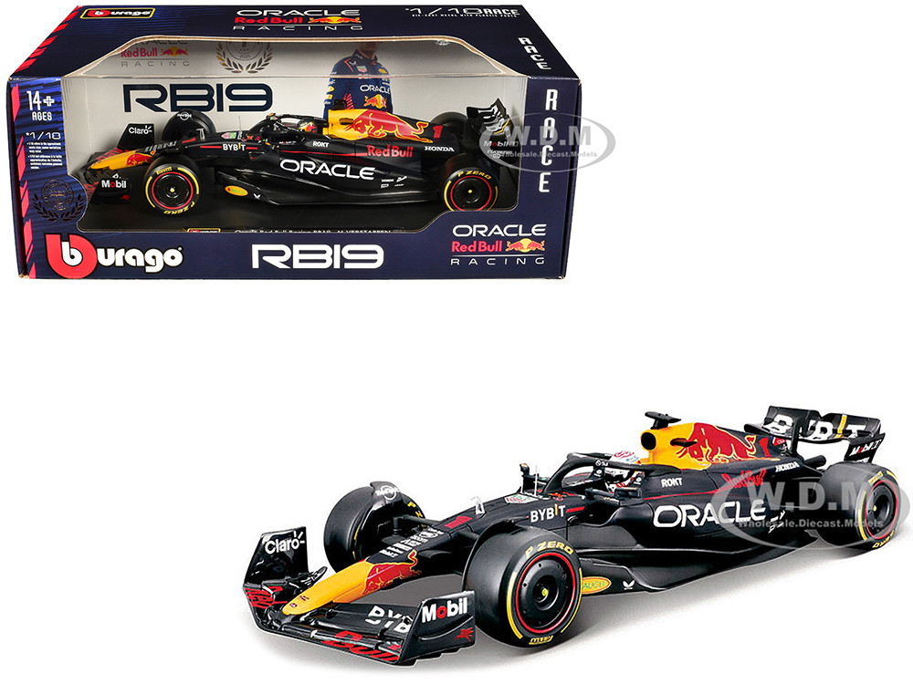 Red Bull Racing RB19 #1 Max Verstappen "Oracle" Champion Formula One F1 World Championship (2023) "Race" Series 1/18 Diecast Model Car by Bburago diecast model