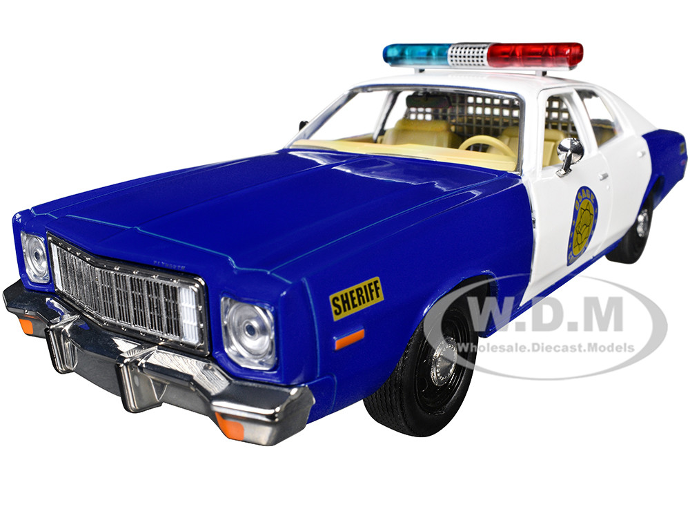 1975 Plymouth Fury "Osage County Sheriff" Blue and White 1/24 Diecast Model Car by Greenlight diecast model
