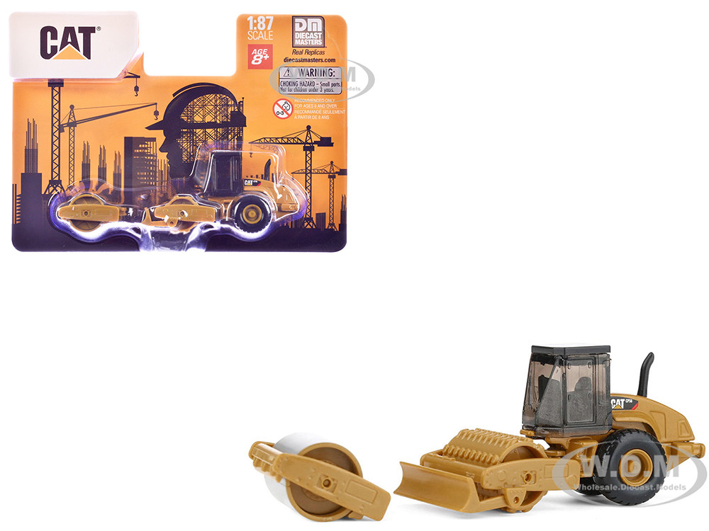 CAT Caterpillar CS56 Roller with Interchangeable Front Attachment Yellow 1/87 (HO) Diecast Model by Diecast Masters diecast model