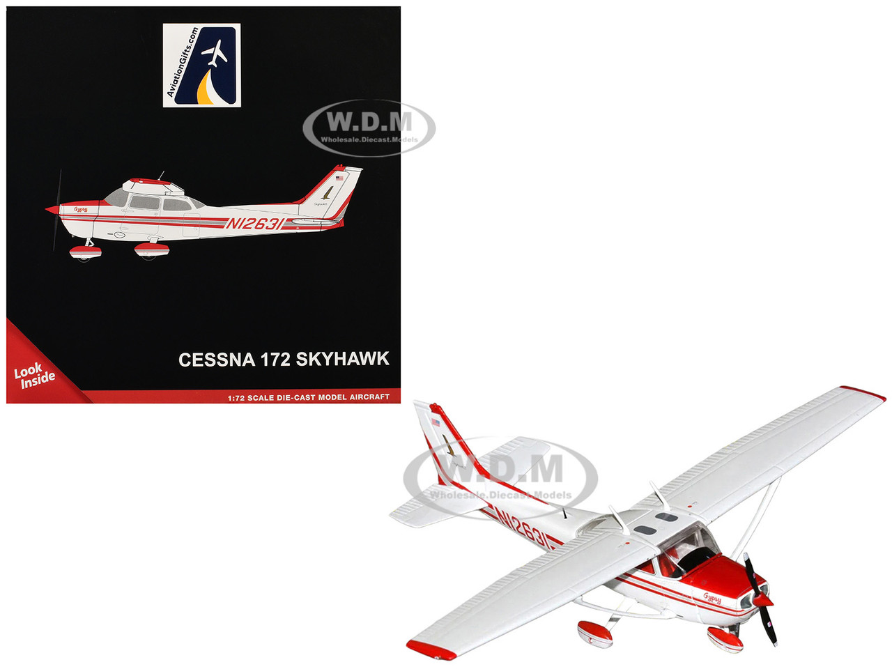 Cessna 172 Skyhawk Aircraft "N12631" Red and White "Gemini General Aviation" Series 1/72 Diecast Model Airplane by GeminiJets diecast model