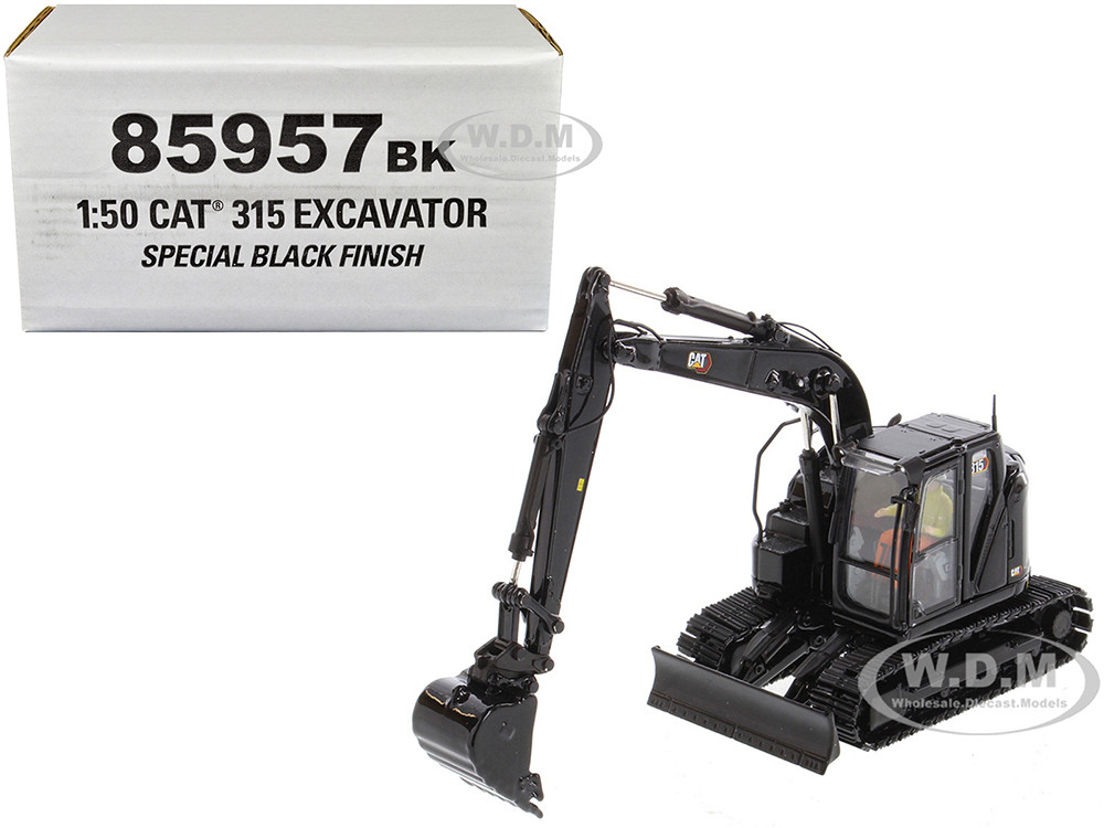 CAT Caterpillar 315 Track Type Hydraulic Excavator Special Black Finish with Operator "High Line" Series 1/50 Diecast Model by Diecast Masters diecast model