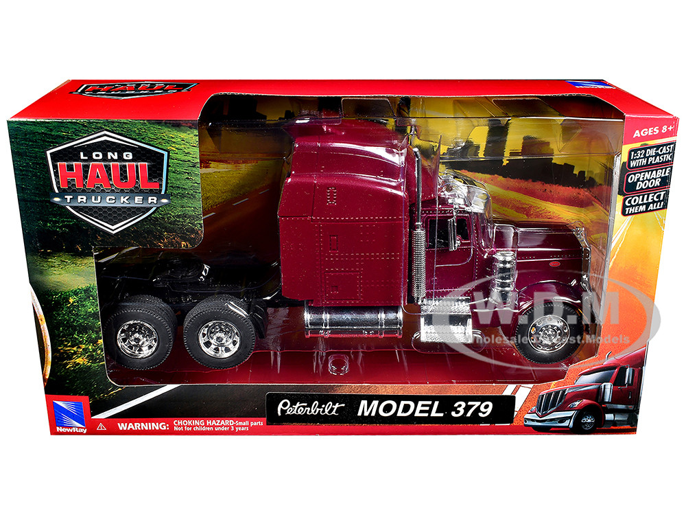 Peterbilt 379 Truck Tractor Burgundy Metallic "Long Haul Trucker" Series 1/32 Diecast Model by New Ray diecast model