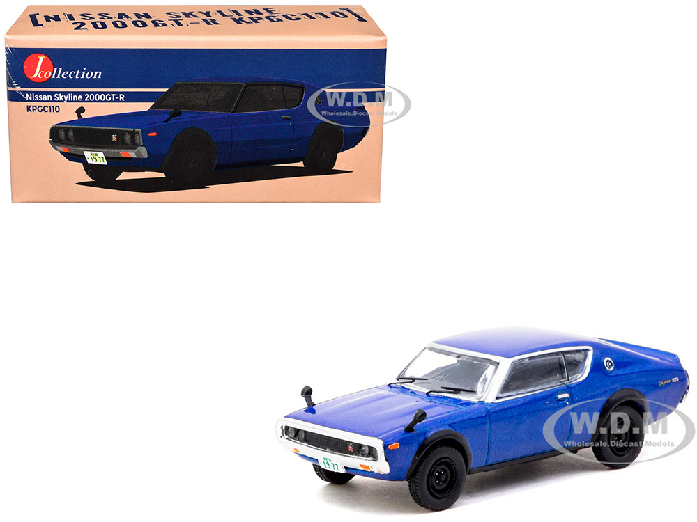 Nissan Skyline 2000GT-R KPGC110 RHD (Right Hand Drive) Blue Metallic "J Collection" Series 1/64 Diecast Model by Tarmac Works diecast model