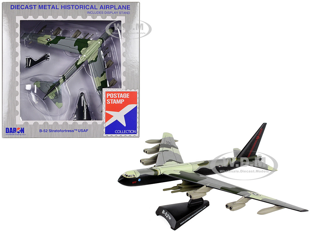 Boeing B-52 Stratofortress Bomber Aircraft Green Camouflage "United States Air Force" 1/300 Diecast Model Airplane by Postage Stamp diecast model