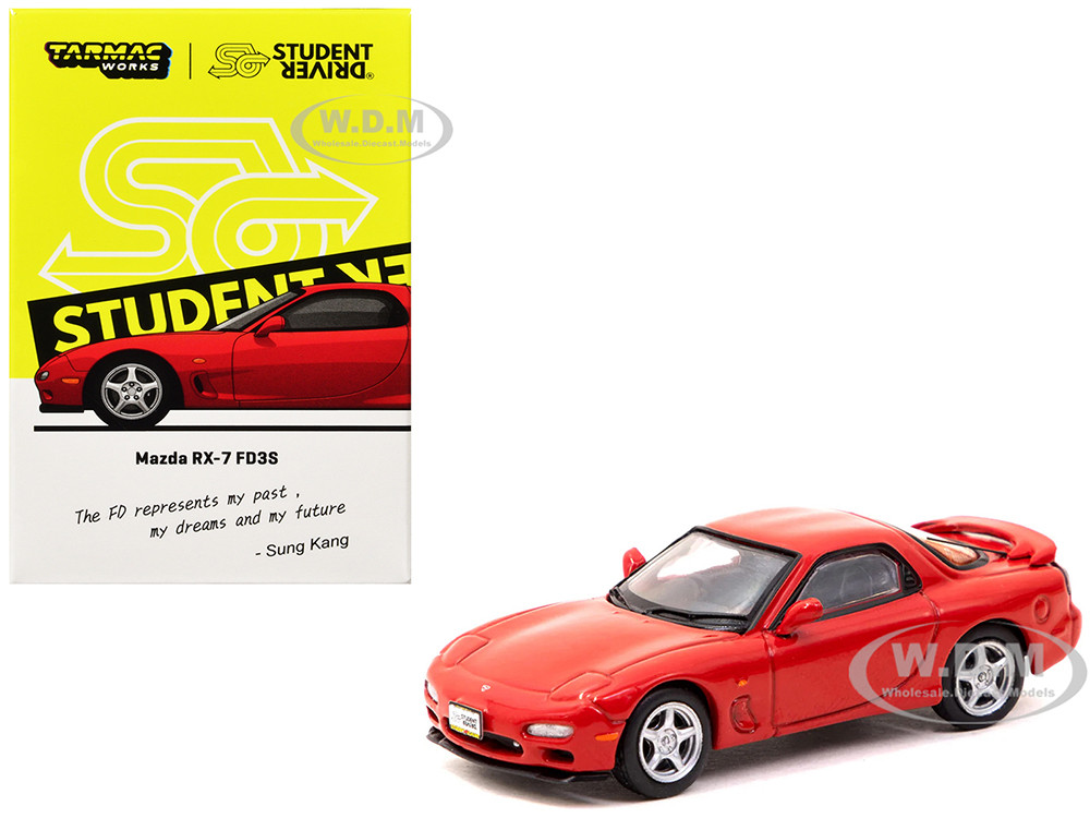 Mazda RX-7 FD3S RHD (Right Hand Drive) Red "Student Driver" "J Collection" Series 1/64 Diecast Model by Tarmac Works diecast model