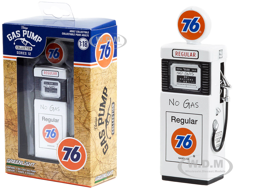 1951 Wayne 505 Gas Pump "Union 76 Regular Gasoline" "No Gas" White "Vintage Gas Pumps" Series 12 1/18 Diecast Replica by Greenlight diecast model
