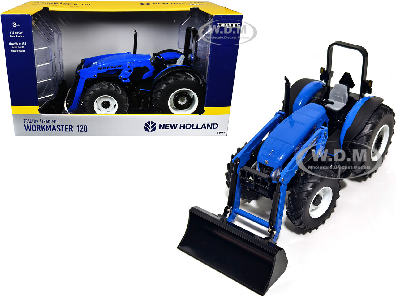 New Holland Workmaster 120 Tractor with Loader Blue 1/16 Diecast Model by ERTL TOMY diecast model