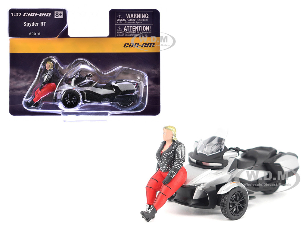 Can-Am Spyder RT 3-Wheel Motorcycle Hyper Silver Metallic with Driver Figure 1/32 Diecast Model by BRP Models diecast model