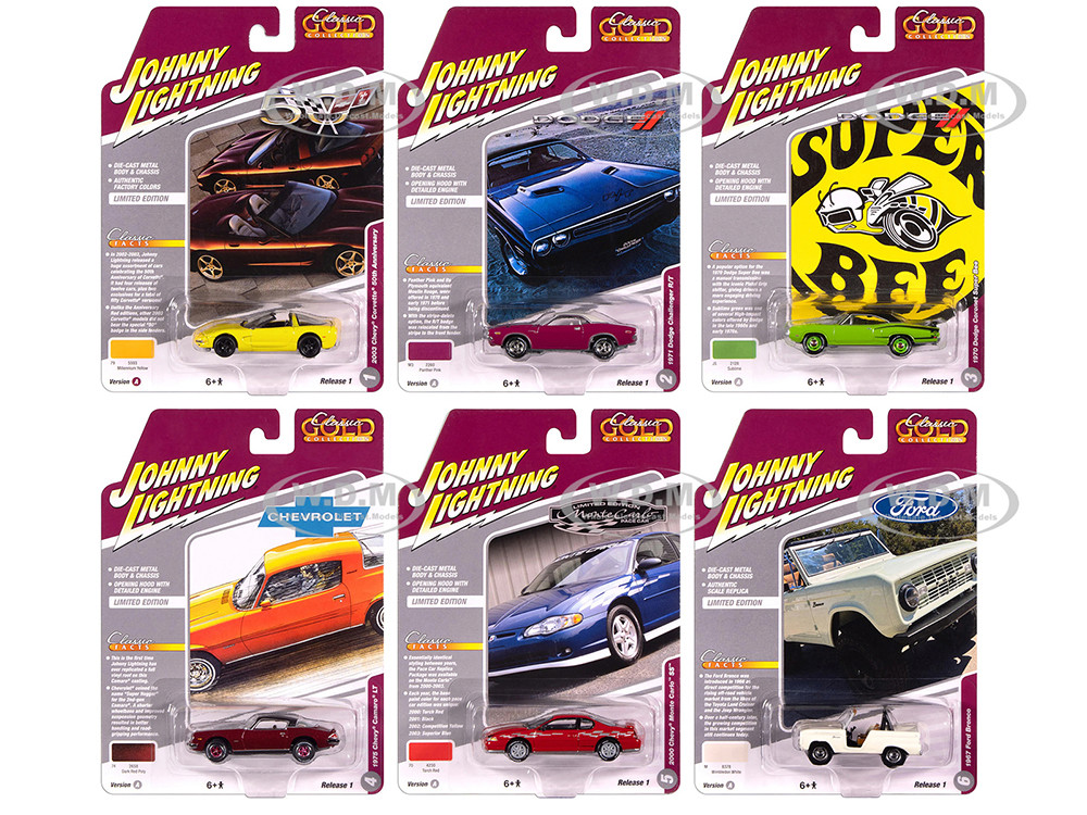"Classic Gold Collection" 2025 Release 1 Set A of 6 Cars 1/64 Diecast Model Cars by Johnny Lightning diecast model