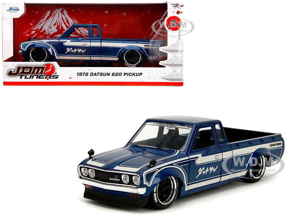 1972 Datsun 620 Pickup Truck Blue Metallic and Cream "JDM Tuners" Series 1/24 Diecast Model Car by Jada diecast model